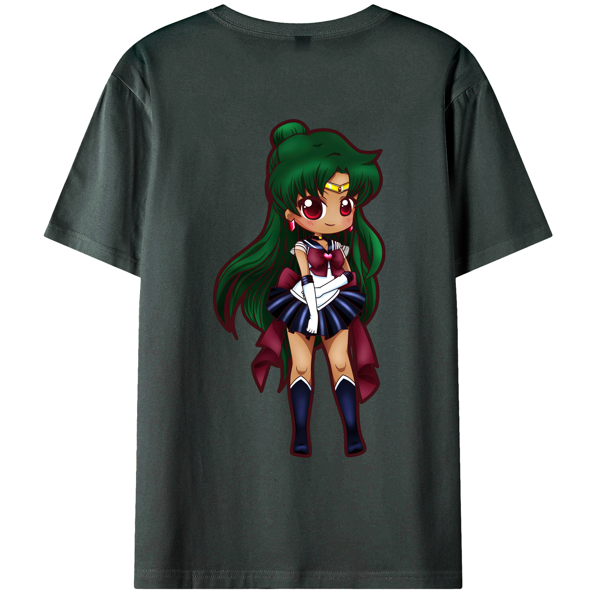 （画像用） 美少女戦士セーラームーン 冥王せつな Sailor Moon Meiou Setsuna 綿100％ メンズ半袖Tシャツ（バックプリント） 通気性